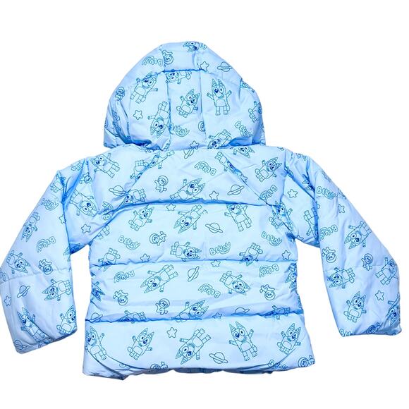Bluey & Bingo Print Puffer Jacket Toddler 3T Blue Full Zipper Winter Snow New - Picture 3 of 6